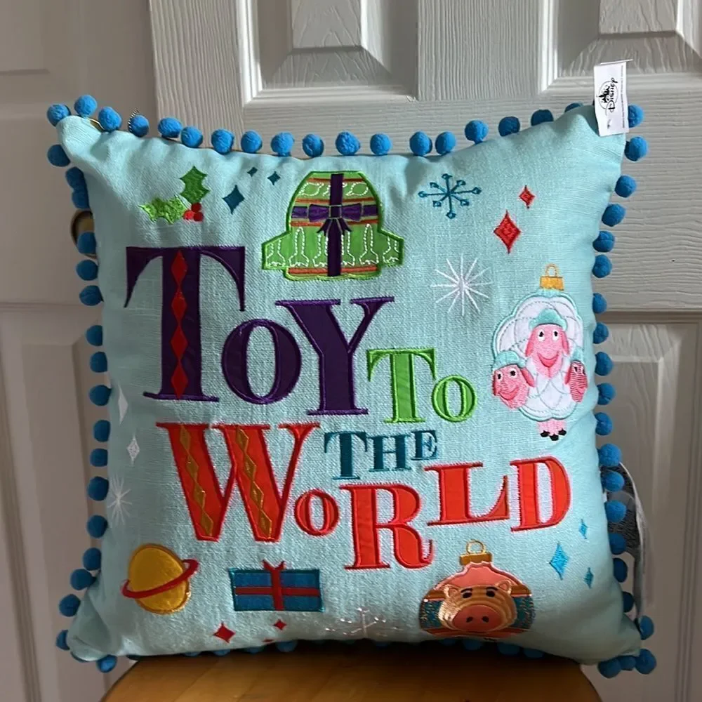 Disney Throw Pillow - Pixar Holiday ''Toy To The World''